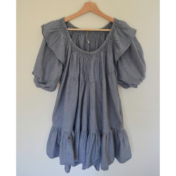 FREE PEOPLE | Amelie Denim Chambray Mini Dress - Picture 3 of 6